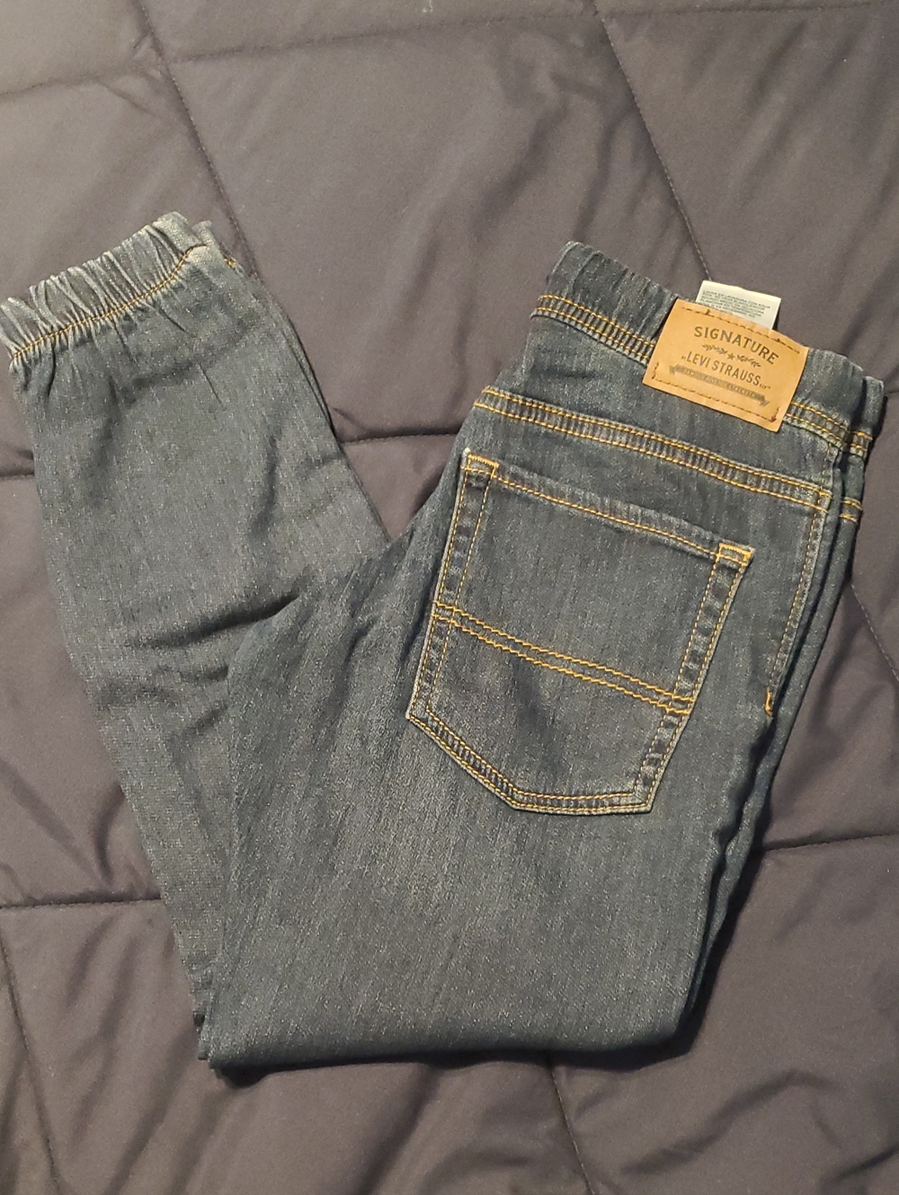 Levi's Boy's Relaxed Elastic Waist Jeans - Dark Blue with Gold Stitching